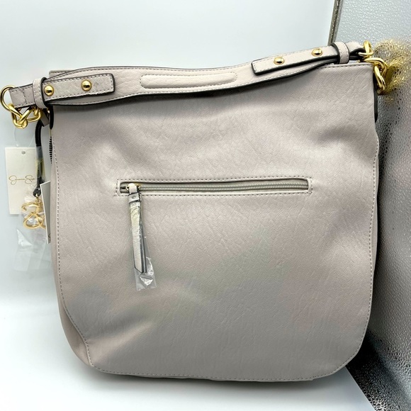 NWT ($110) Jessica Simpson Gray Leather Handbag Celina Shoulder bag purse boho - Picture 4 of 8